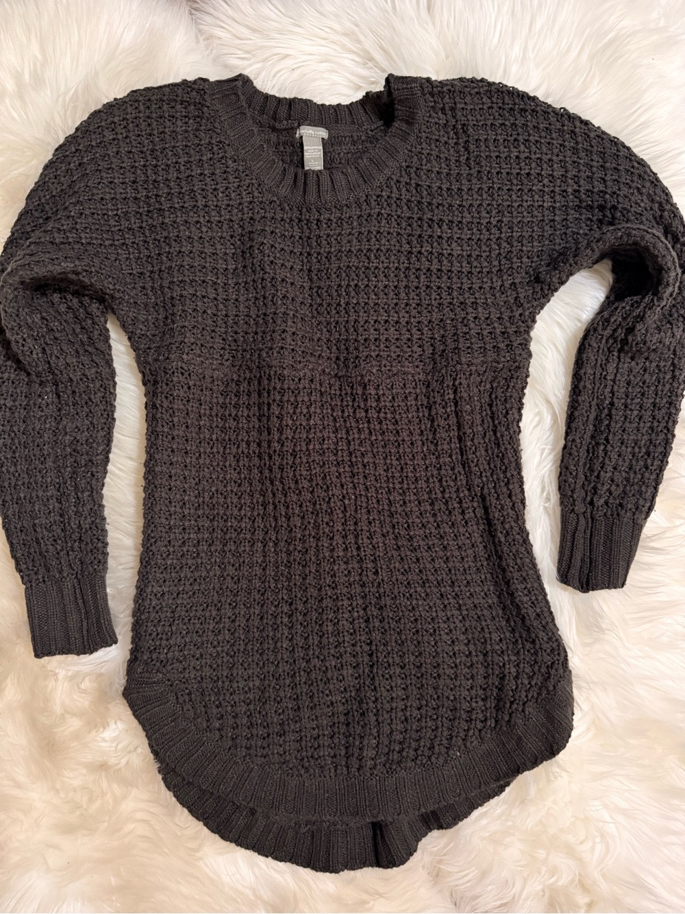 Charlotte Russe Black Chunky Knit Crewneck Sweater